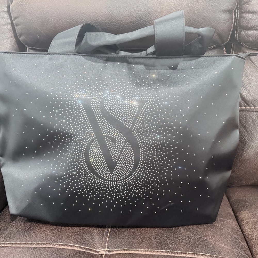 Victoria's Secret Black Tote with Rhinestone VS Logo